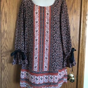 Charlotte Russe Floral Dress Bell Sleeves Sz Med